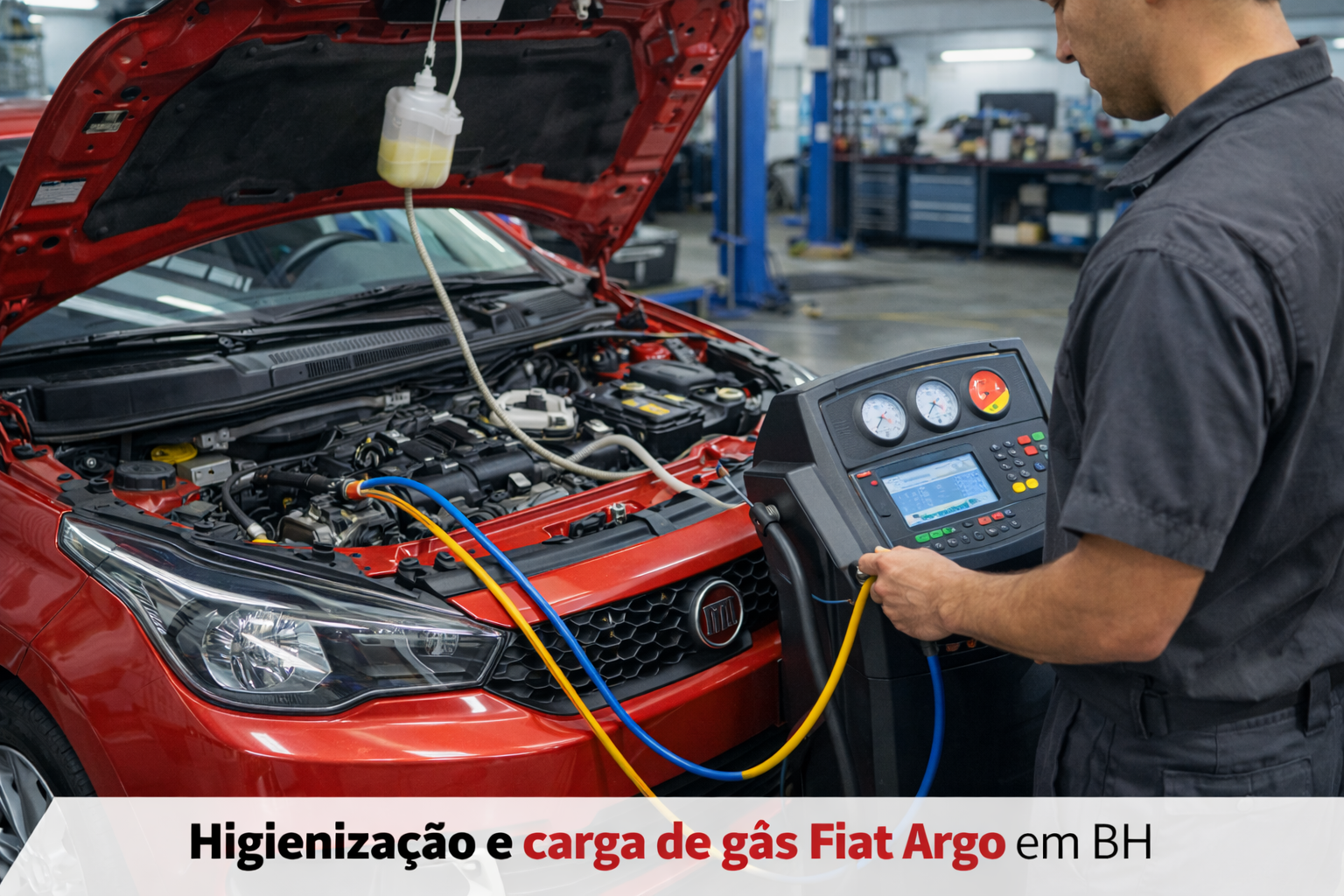 Higienização e carga de gás Fiat Argo em Belo Horizonte